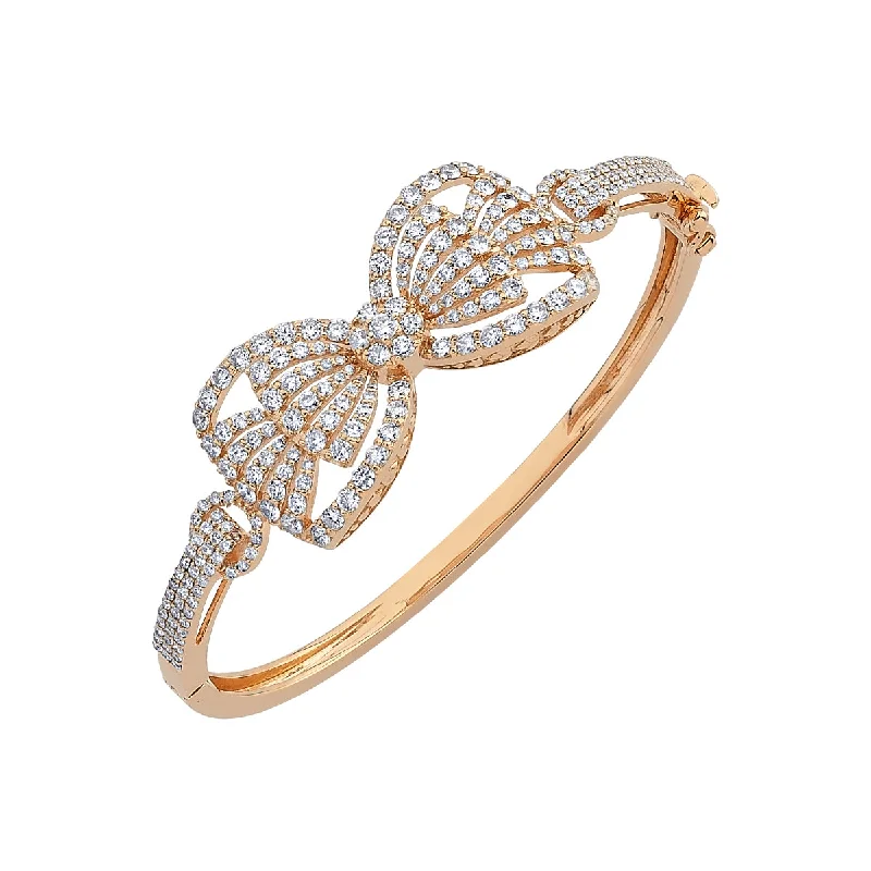 Women’s stacked bangles-BOW GOLD DIAMOND BRACELET