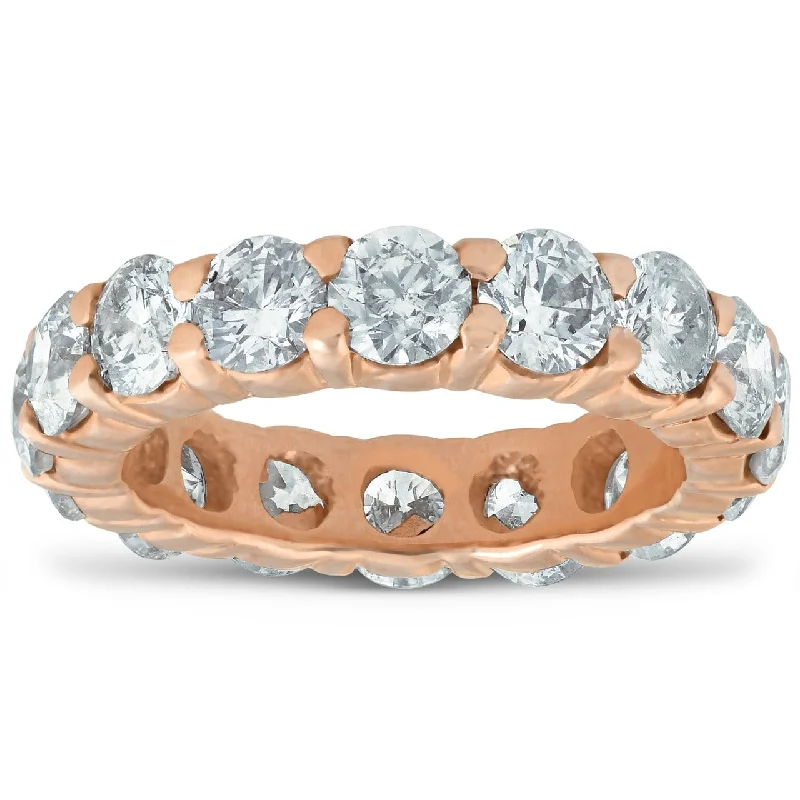 Women’s large diamond engagement rings-5 ct Diamond Eternity Ring Rose Gold Womens Wedding Anniversary Band