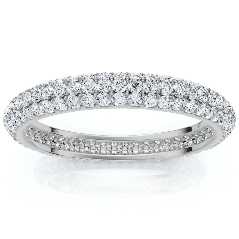 Women’s elegant solitaire engagement rings-1.10ct Pave Diamond Eternity Wedding Ring White Gold Lab Grown