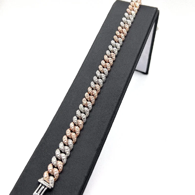 Women’s vintage-inspired bracelets-10KT DIAMOND CUBAN BRACELET