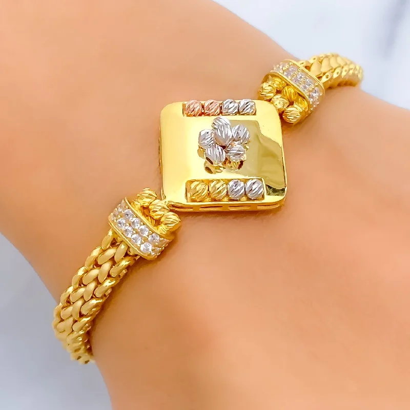 Women’s statement cuff bracelets-Lovely Trendy 21k Gold CZ Bracelet