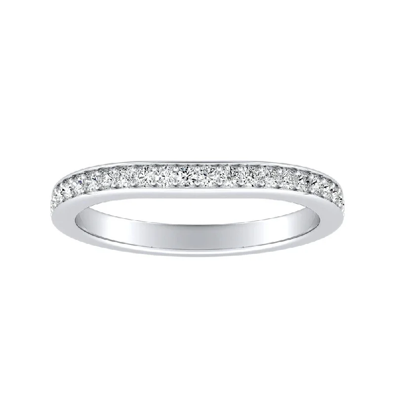 Women’s customized engagement rings-Auriya Platinum 1/5ctw Curved Diamond Wedding Band