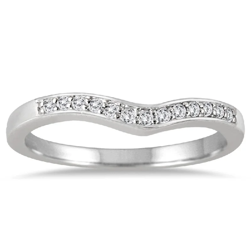 Women’s round brilliant engagement rings-1/6 Carat TW Diamond Wedding Band in 10K White Gold