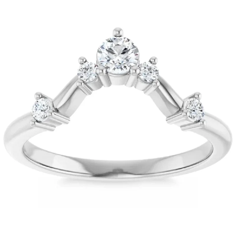 Women’s diamond engagement rings-1/2Ct Diamond V Shape Contour Wedding Guard Ring Lab Grown 14k Gold