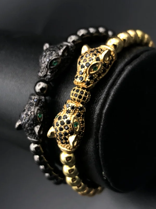 Women’s luxury diamond bracelets-Panther Steel Bracelet