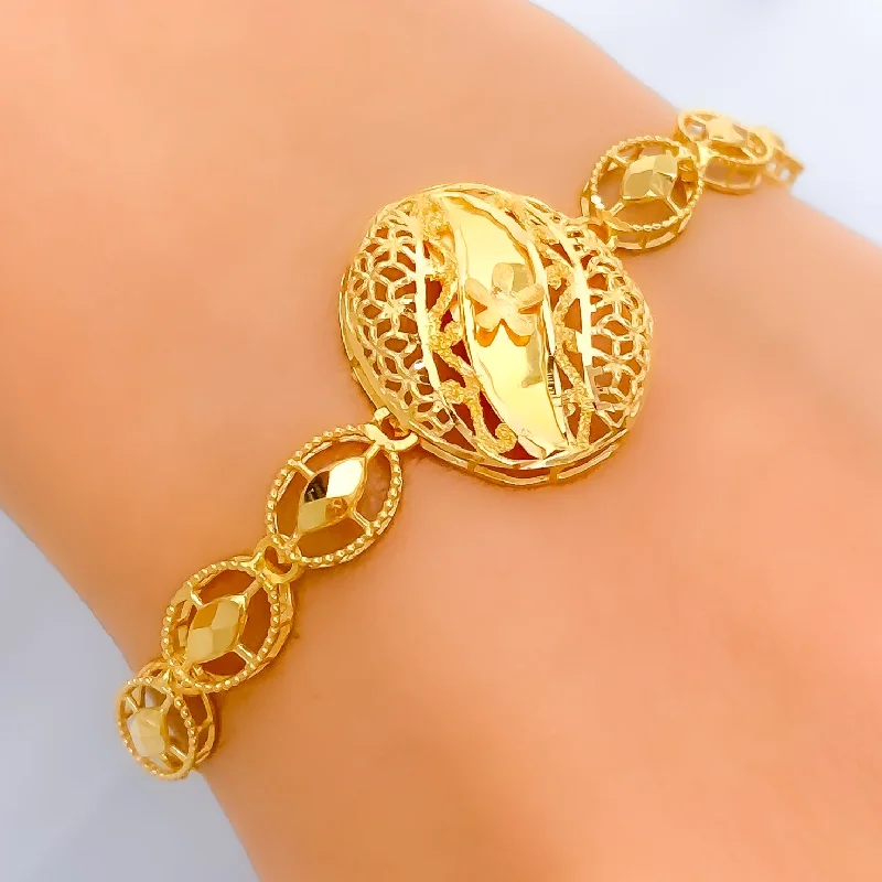 Women’s statement bangle bracelets-Lavished Detailed 21k Gold Bracelet