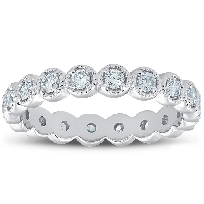 Women’s antique-style engagement rings-3/4ct Staclable Diamond Wedding Vintage Eternity Ring White Gold