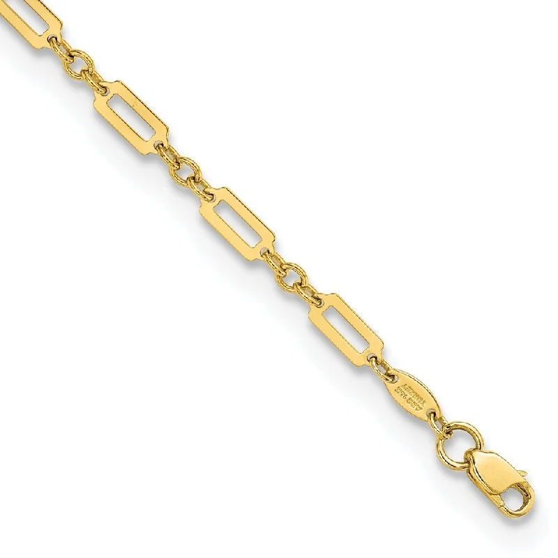 Women’s luxury diamond bracelets-14k Yellow Gold Fancy Rectangle Link Bracelet, 7.5" (W-3.2mm)