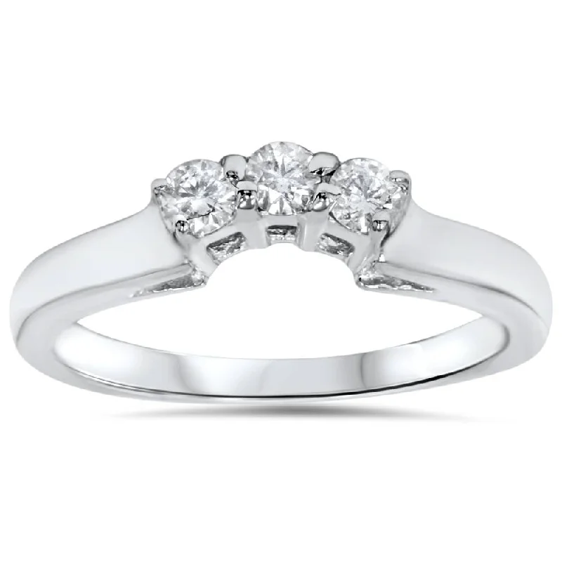 Women’s simple engagement rings-1/4ct Diamond Wedding Anniversary Curved Guard Ring