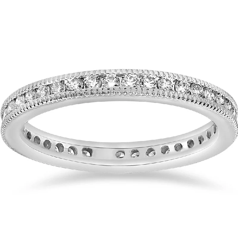 Women’s wedding and engagement ring sets-14k White Gold .51 Ct Diamond Eternity Ring Womens Wedding Band (G/VS1-VS2)