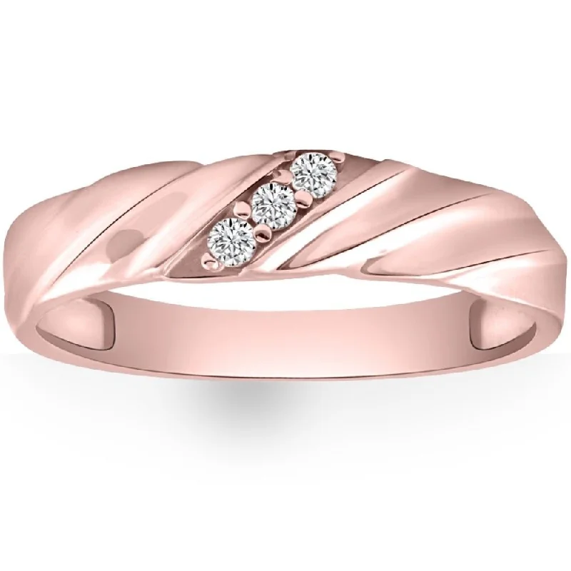 Women’s halo engagement rings-Diamond 3-Stone Men's Wedding Band in White, Yellow, or Rose Gold Lab Grown