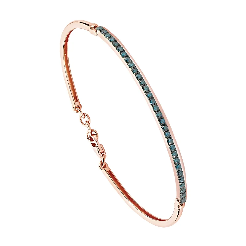 Women’s charm bangles-BLUE DIAMOND THIN CLAMP BRACELET