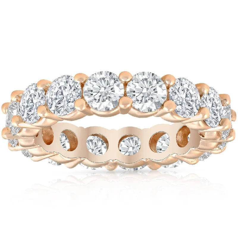 Women’s custom diamond engagement rings-4Ct Diamond Eternity Wedding Ring Lab Grown Diamond 14k Rose Gold