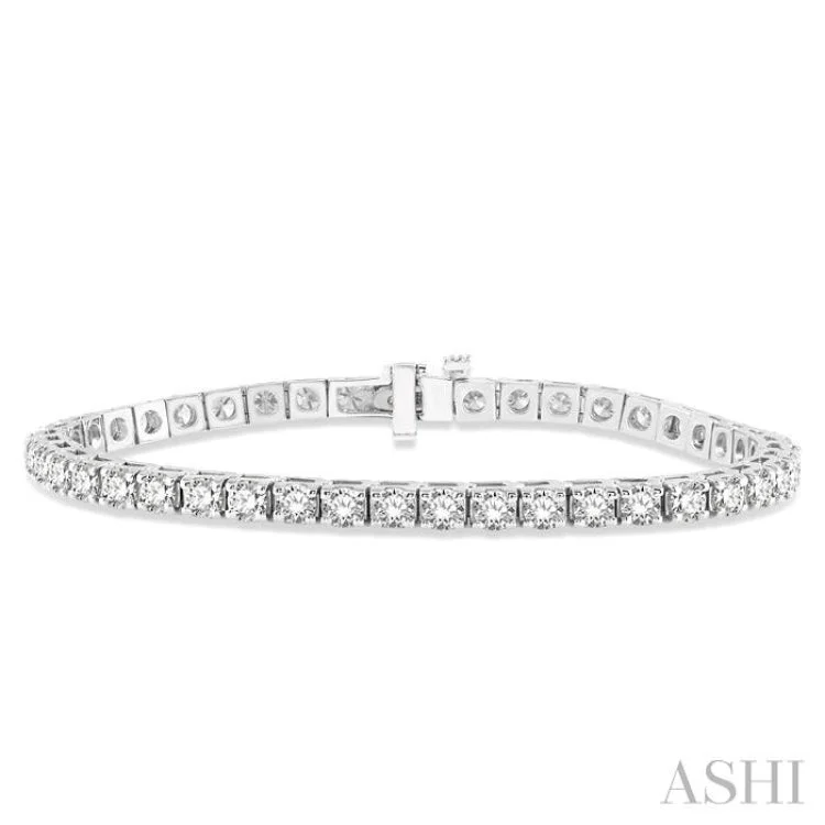 Women’s tennis bracelets-7 Ctw Square Shape Round Cut Diamond Tennis Bracelet in 14K White gold