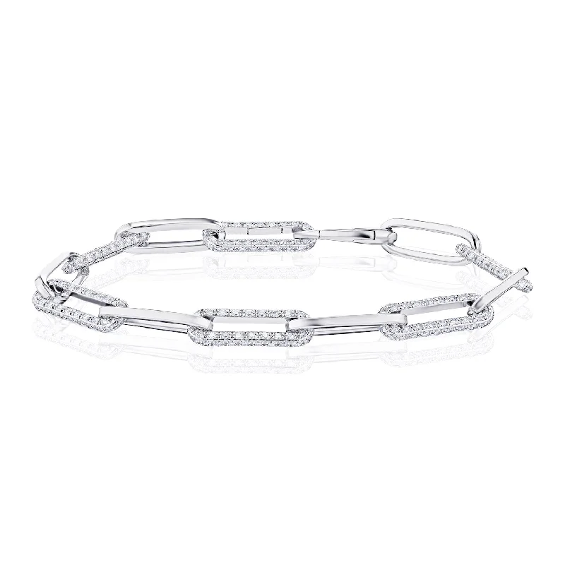 Women’s double-layer bracelets-Six-Diamond Link PaperClip Bracelet