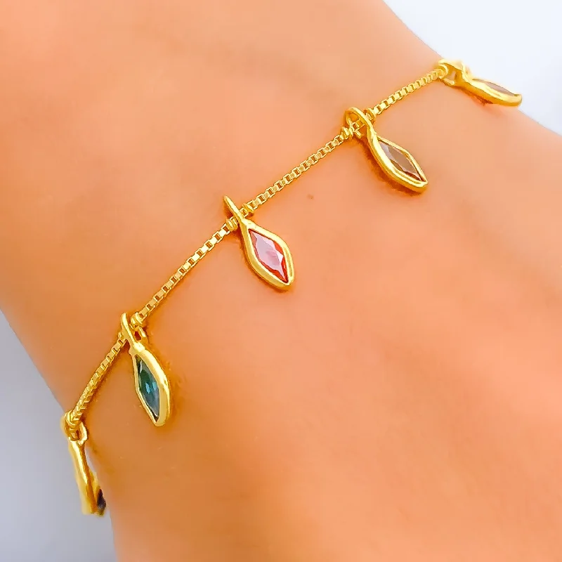 Women’s lucky charm bracelets-Lustrous Edgy 22k Gold CZ Bracelet