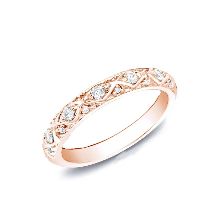 Women’s diamond engagement rings with bands-Auriya 14k Rose Gold 1/4ct TDW Diamond Wedding Band