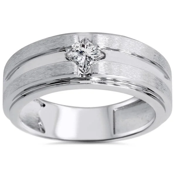 Women’s halo diamond engagement rings-Pompeii3 14k White Gold 2/5ct TDW Men's Diamond Wedding Band (H-I, I1-I2)