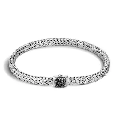 Women’s statement bracelets-John Hardy Icon Bracelet in Sterling Silver with Black Sapphire (5mm)