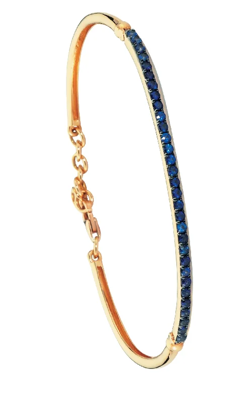 Women’s bridal bracelets-BLUE SAPPHIRE THIN CLAMP BRACELET