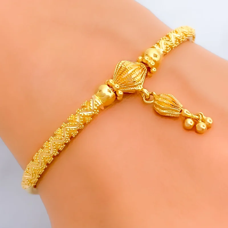 Women’s gemstone link bracelets-Beautiful Dangling 22k Gold Bracelet