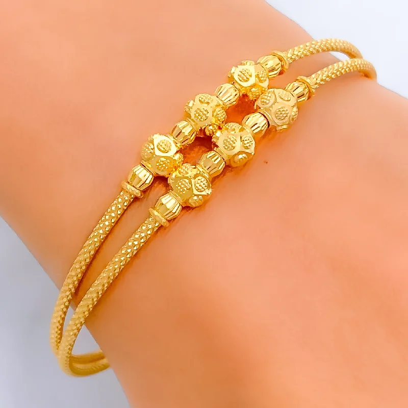 Women’s adjustable charm bracelets-Sleek Lightweight 22k Gold Bangle Bracelet