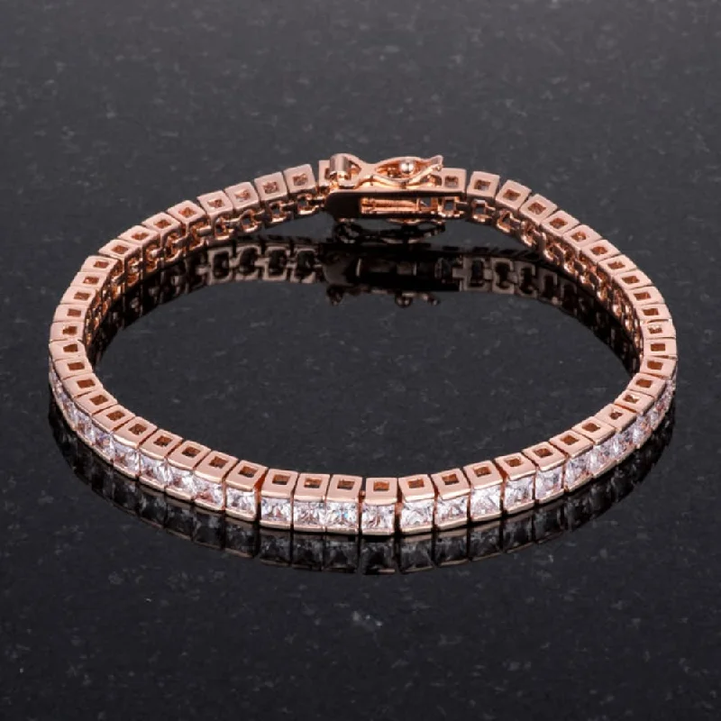 Women’s ethnic bangles-9.7Ct Princess Cut 7In Cz Rose Gold Bracelet - Rose-Gold - 7 inch