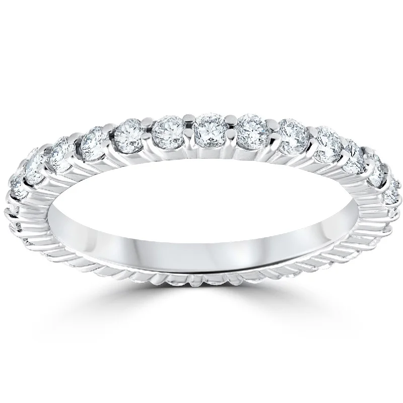 Women’s large gemstone engagement rings-1cttw Diamond Eternity Wedding Ring 14k White Gold