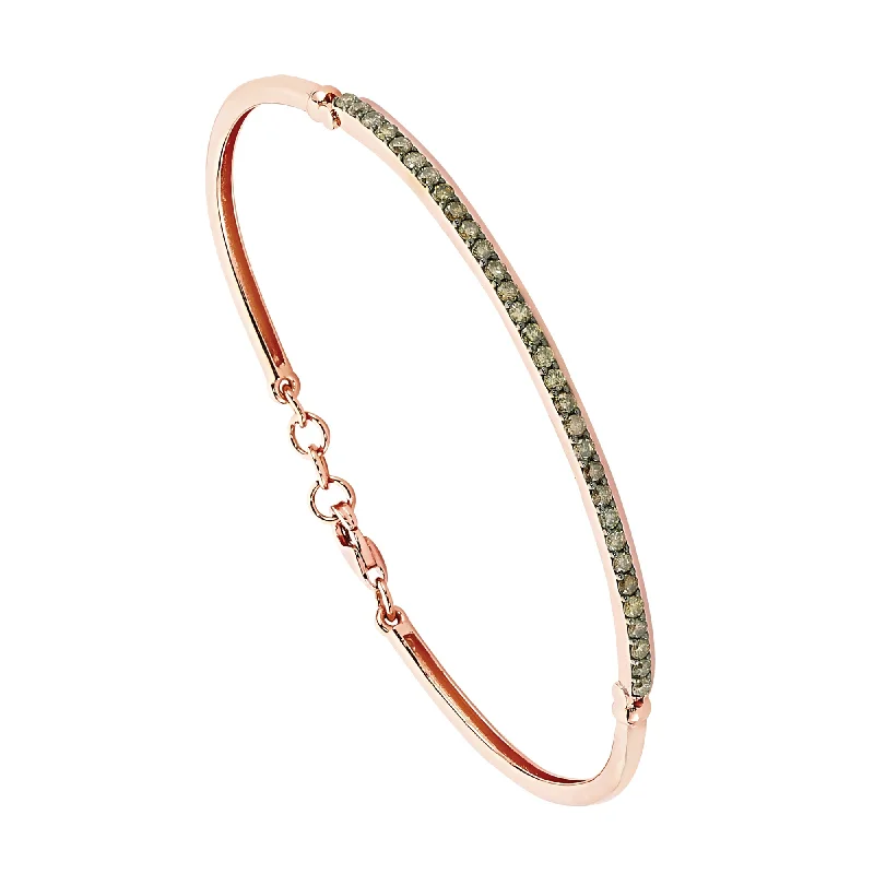 Women’s adjustable bangles-BROWN DIAMOND THIN CLAMP BRACELET