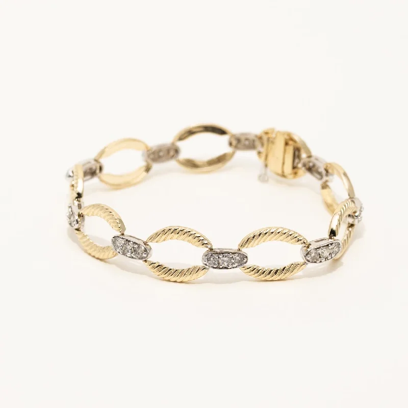 Women’s personalized bracelets-Diamond Link Bracelet in 14kt Yellow and White Gold (2ct tw)