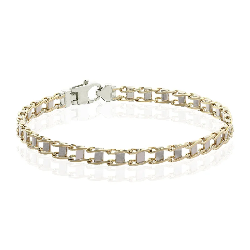 Women’s gold bracelets-Men's Two Tone Railroad Track Bracelet