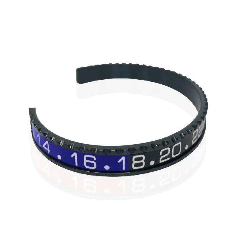 Women’s personalized bracelets-Stainless Steel Blue and Black Watch Speedometer Bracelet