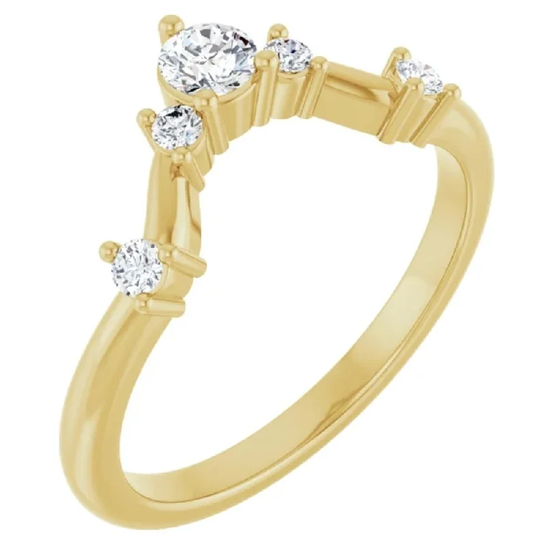 Women’s custom-designed engagement rings-1/2Ct Diamond V Shape Contour Wedding Guard Ring Lab Grown 14k Gold