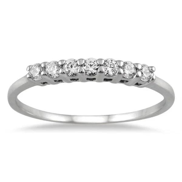 Women’s wedding and engagement ring sets-1/4 Carat TW Seven Stone Diamond Wedding Band in 14K White Gold