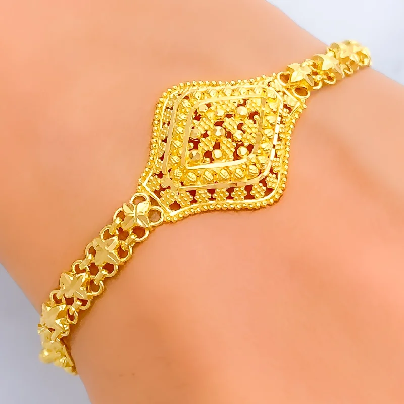 Women’s beaded bangle bracelets-Jazzy Lush 22k Gold Bracelet