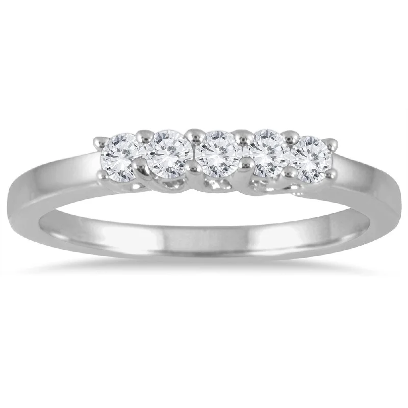 Women’s white gold engagement rings-Marquee Jewels 14k White Gold 1/4ct TDW Prong Diamond Wedding Band