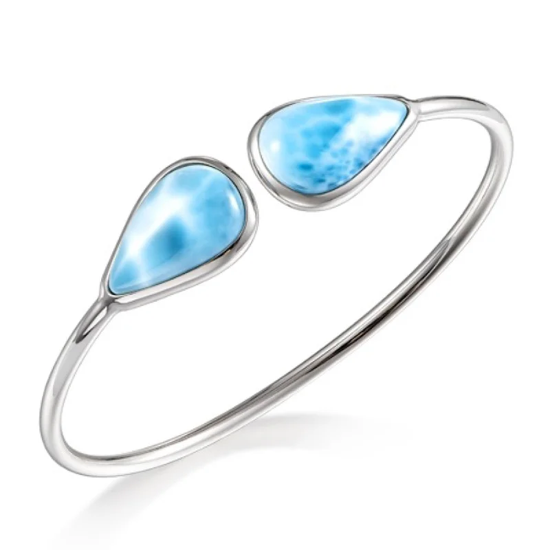 Women’s sterling silver bangles-Alamea Larimar Bangle Bracelet in Sterling Silver