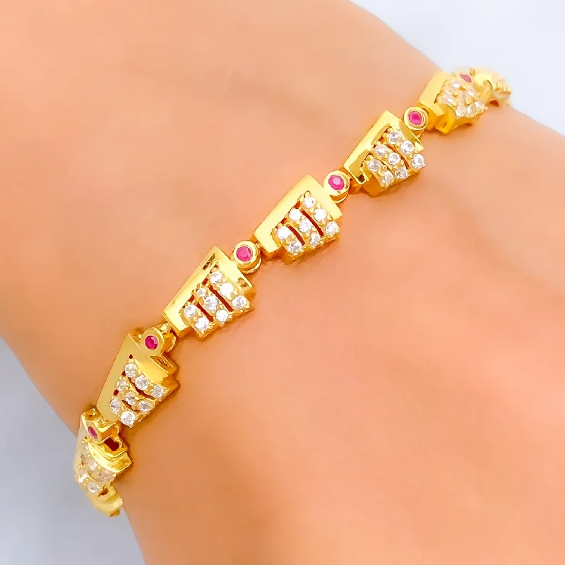 Women’s stacked bangles-Fashionable Trendy 22k Gold CZ Bracelet