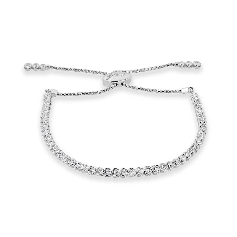 Women’s pearl bracelets-Heart Shaped Adjustable Bracelet