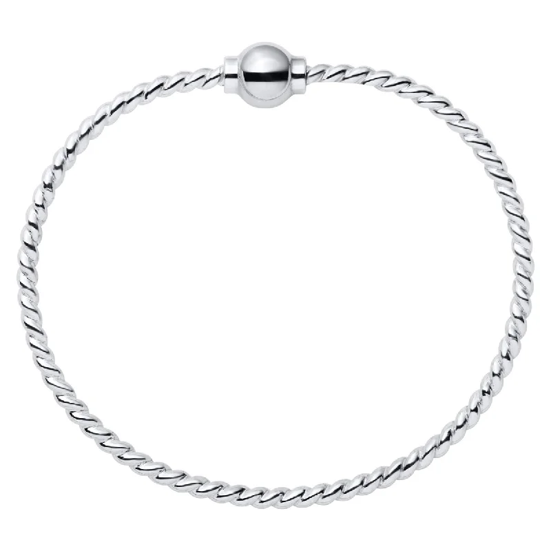 Women’s cuff bangles-Cape Cod Single Bead Twist Bangle Bracelet in Sterling Silver (7 inches)