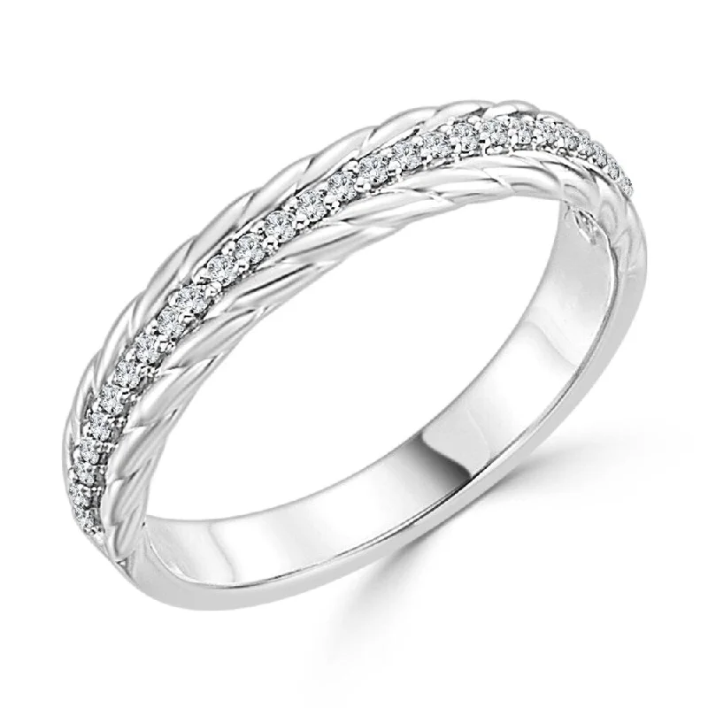 Women’s multi-stone engagement rings-Auriya Stackable Rope Style 1/6ct TDW Diamond Wedding Band 10K Gold