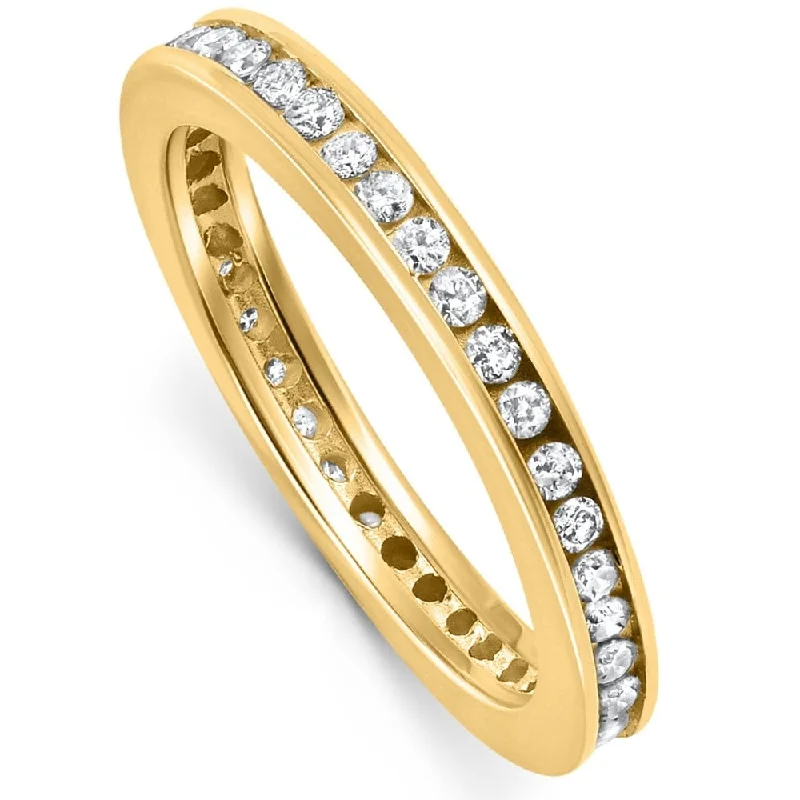 Women’s classic engagement rings-1/2Ct TW Channel Set Lab Grown Diamond Eternity Wedding Stackable Ring Gold