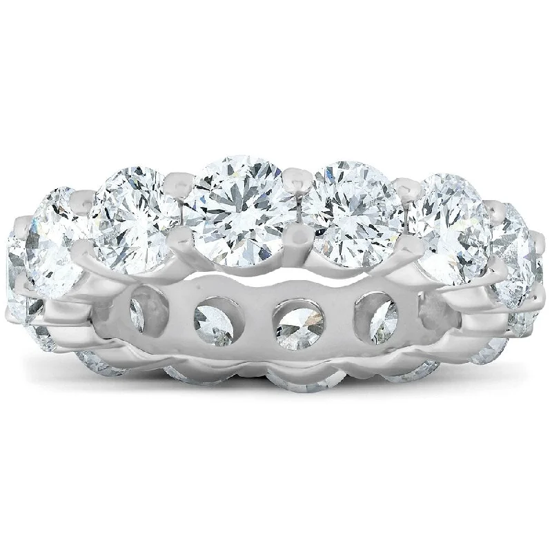 Women’s luxury engagement rings-14k White Gold 6 3/4 Ct TDW Diamond Eternity Wedding Ring