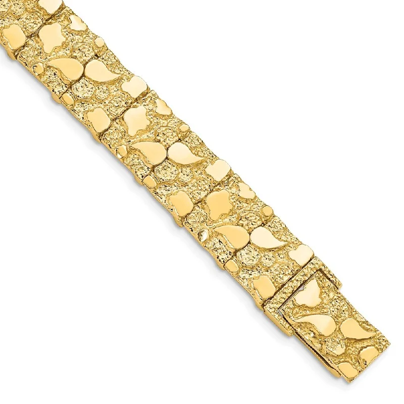 Women’s custom engraved bracelets-14k Yellow Gold 12.50mm Nugget Bracelet, 7"