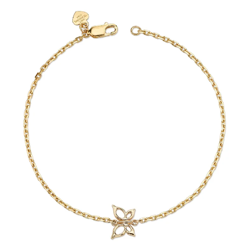 Women’s delicate bracelets-14K Yellow Gold Kids Butterfly Bracelet