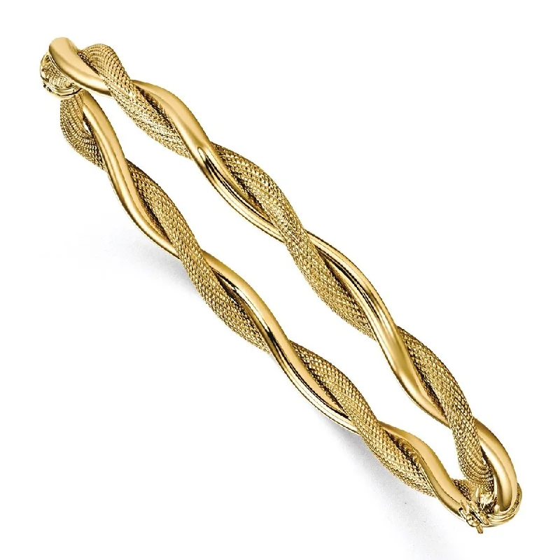 Women’s gold cuff bracelets-14k Yellow Gold 5mm & Textured Twist Bangle Bracelet