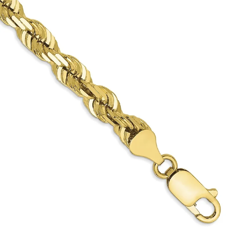 Women’s luxury bracelets-10k Yellow Gold 5.5mm Diamond-cut Rope Chain Bracelet, 7"