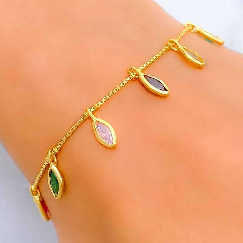 Women’s diamond tennis bracelets-Bright Stylish 22k Gold CZ Bracelet