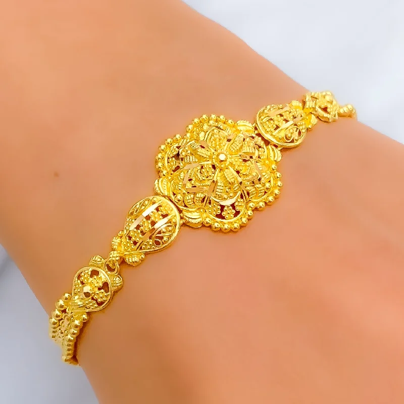 Women’s engraved charm bracelets-Fancy Glowing 22k Gold Bracelet