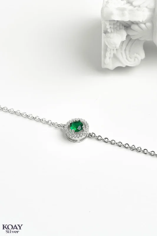 Women’s luxury bracelets-Circle Zircon Green Bracelet